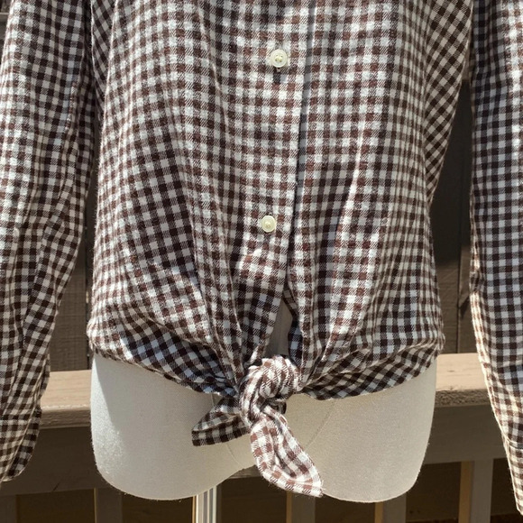 Madewell Flannel Tie Front Shirt In Gingham Check - Picture 6 of 13